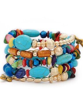 New - Boho Beach Beaded Wrap Bracelets for Women Summer Bohemian Wrap Stackable